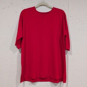 J.Jill Luxe Supima Ballet-Sleeve Tunic Size LP Cotton Blend Red Relaxed Capsule